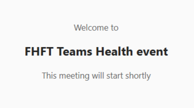 'Welcome to [event title] this meeting will start shortly'