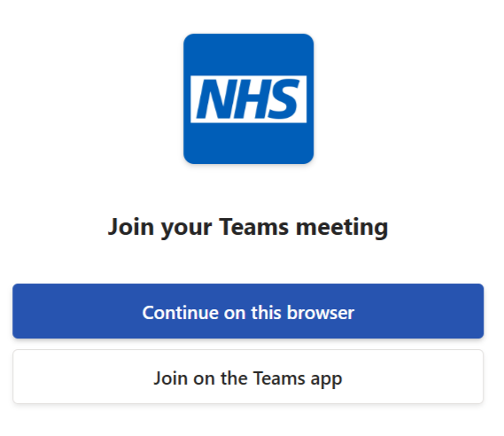 Teams popup with option to continue on browser or open app