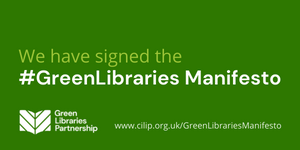 Green libraries manifesto logo We have signed the Green Libraries Manifesto